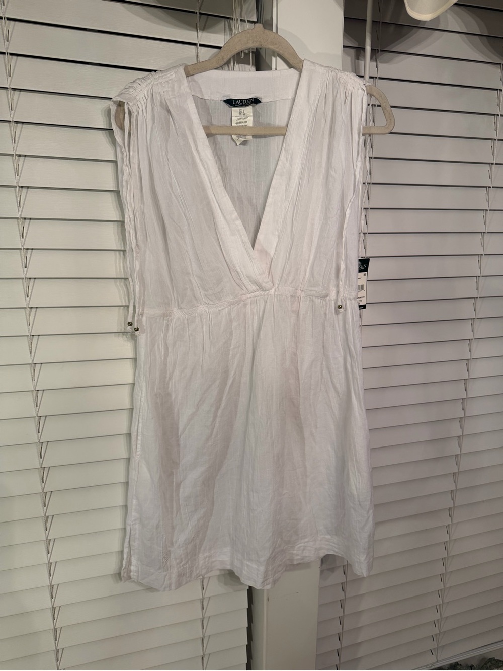 Ralph Lauren White Deep V-Neck Front Swim dress